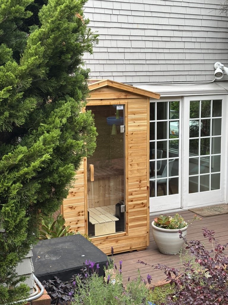 Outdoor steam sauna installed beside San Francisco home