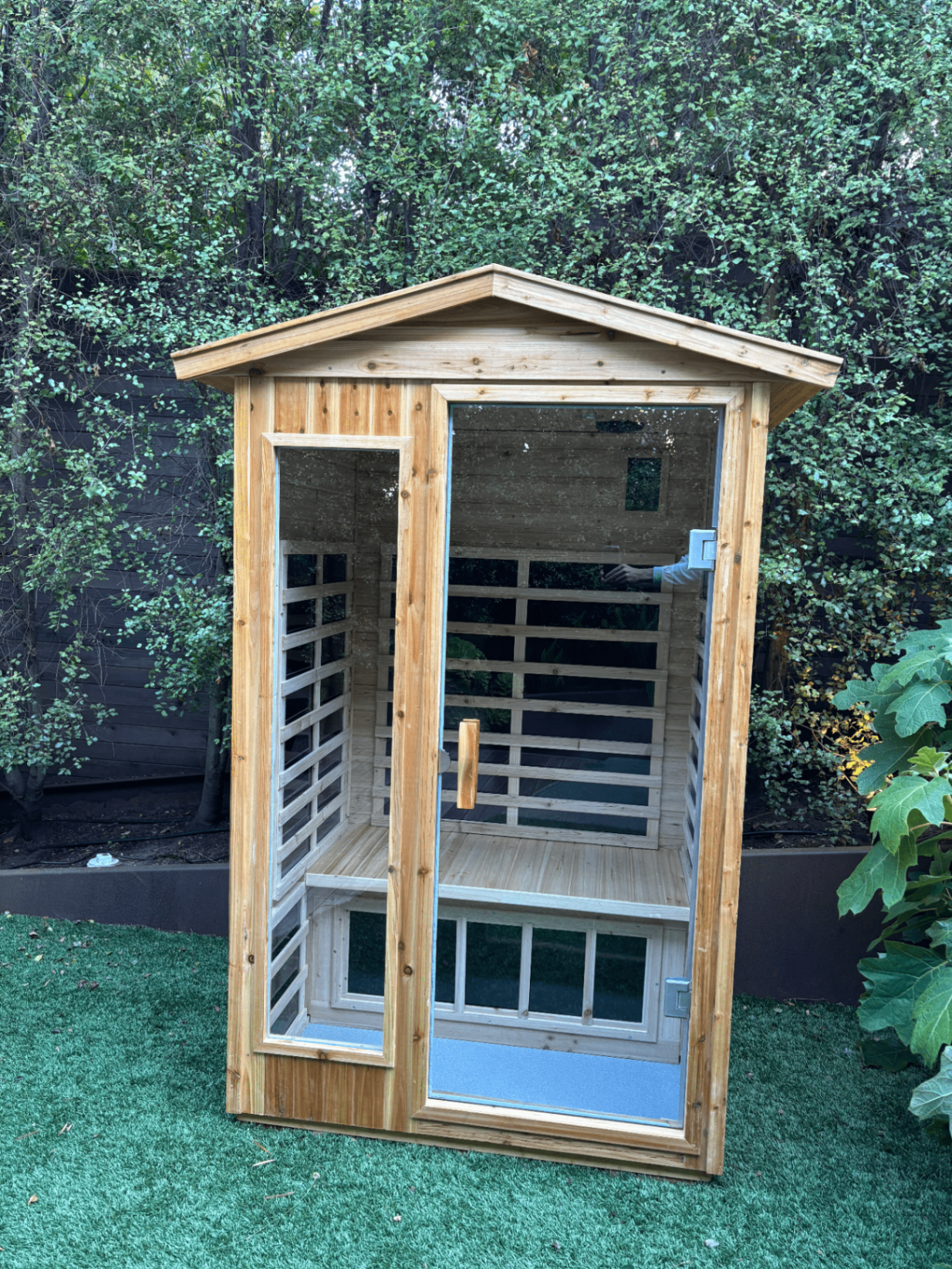 Outdoor home sauna rental on San Francisco deck