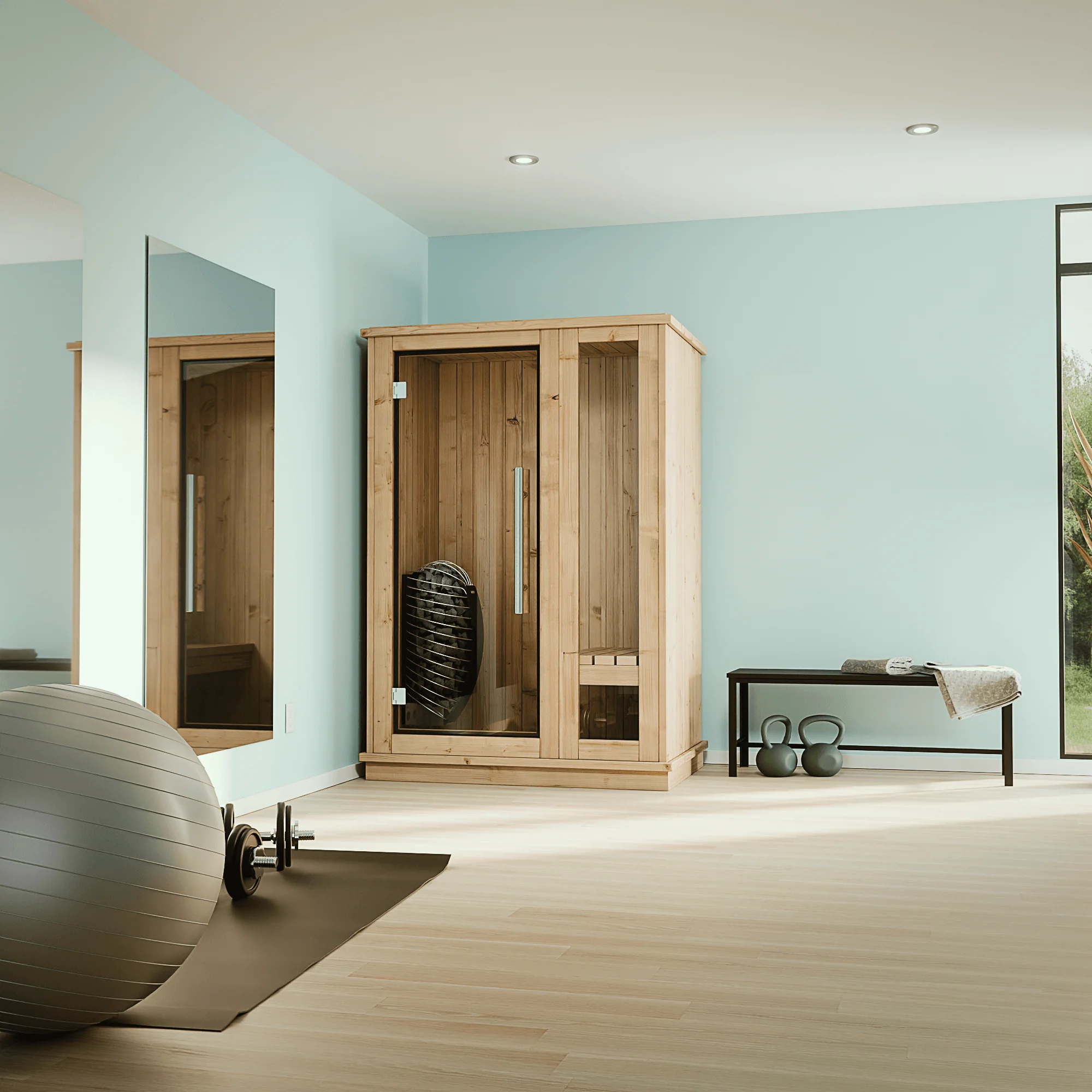 Sauna rental installation in Mountain View backyard